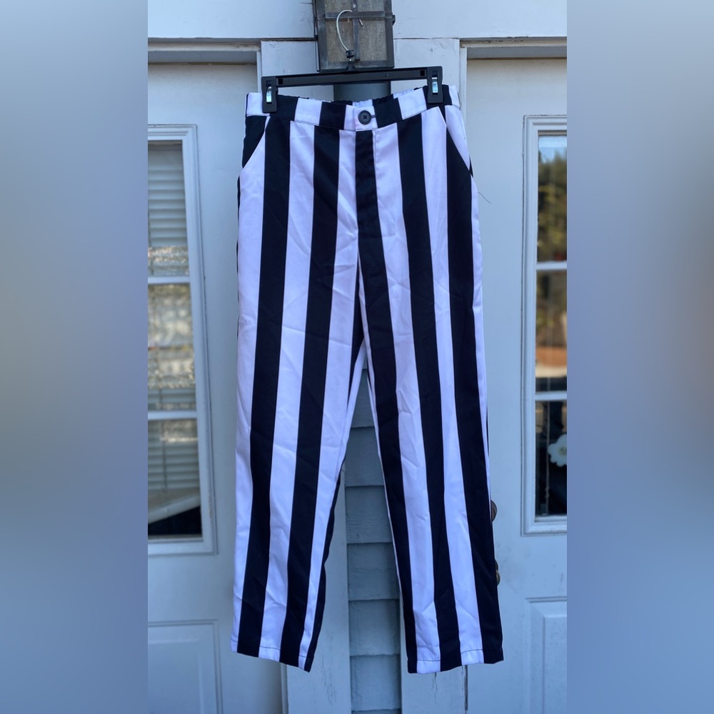 Beetlejuice Pants Striped Black and White, Size S (Unisex)